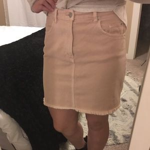 Blush denim skirt